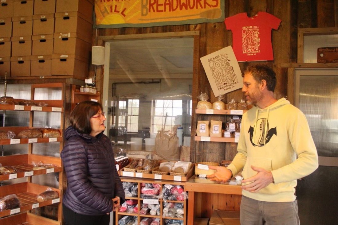 Kuster touts solar power benefits at Orchard Hill Breadworks in Alstead